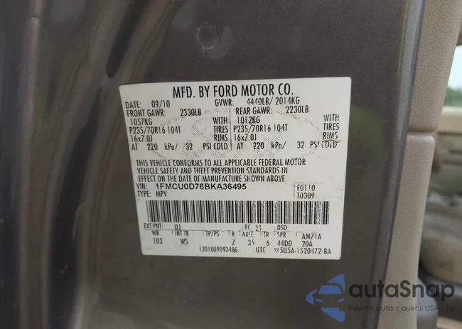 1FMCU0D76BKA36495: 43764789