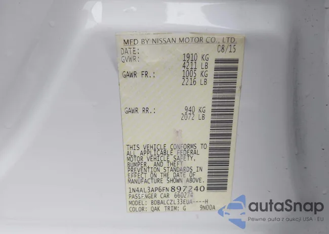 1N4AL3AP6FN897240: 43764800