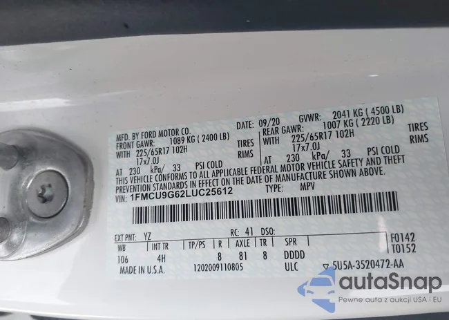 1FMCU9G62LUC25612: 43764943