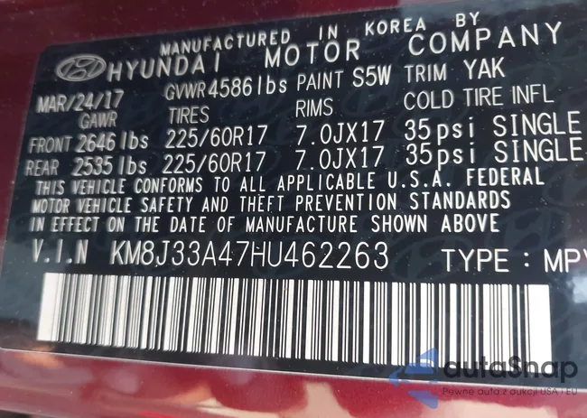 KM8J33A47HU462263: 43766024