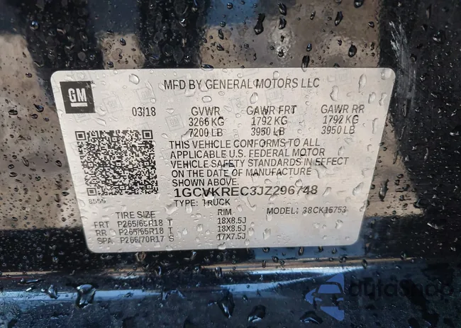 1GCVKREC3JZ296748: 43766040