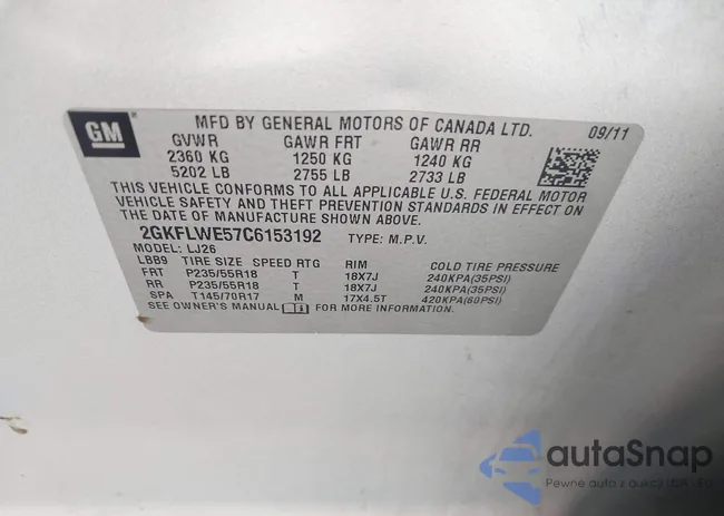 2GKFLWE57C6153192: 43766109