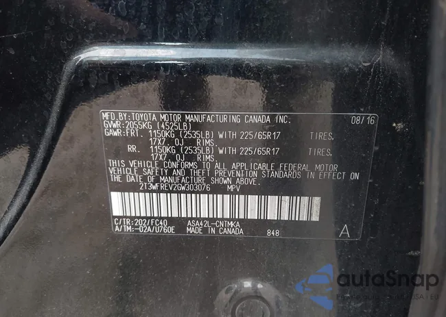 2T3WFREV2GW303076: 43766143