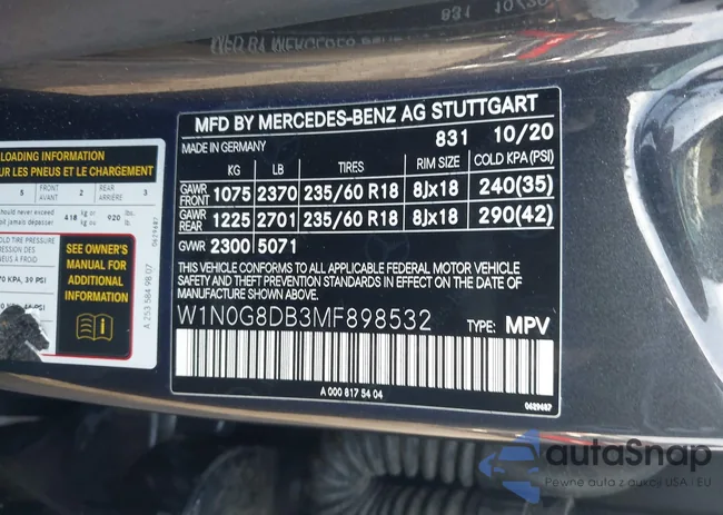 W1N0G8DB3MF898532: 43766473