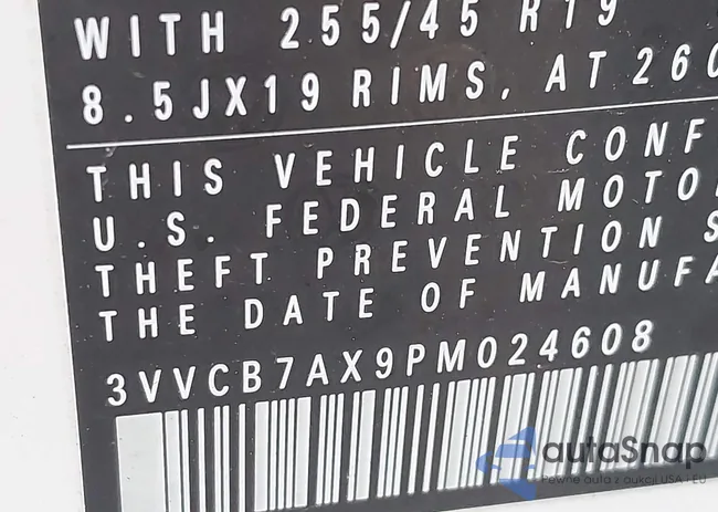 3VVCB7AX9PM024608: 43765733