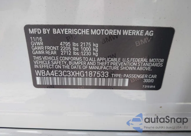 WBA4E3C3XHG187533: 43765766