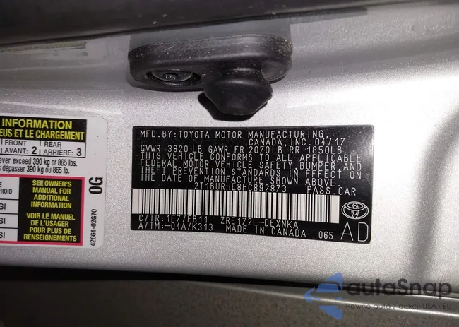 2T1BURHE8HC892873: 43765772