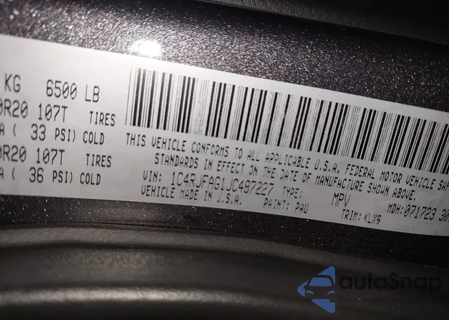 1C4RJFAG1JC487227: 43765786