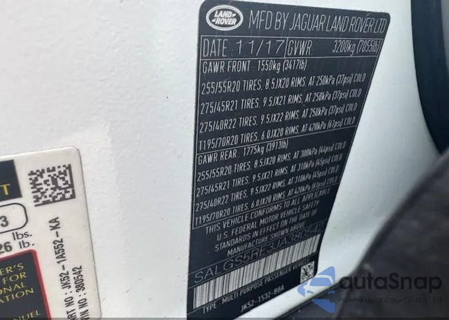 SALGS5RE3JA380542: 43765829