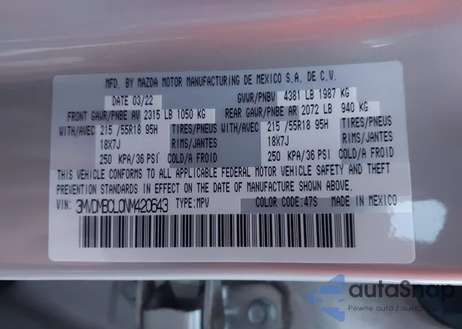 3MVDMBCL0NM420643: 43765958