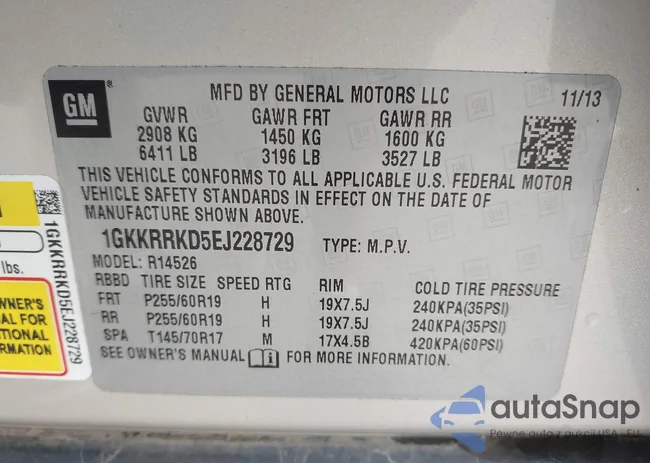 1GKKRRKD5EJ228729: 43767009