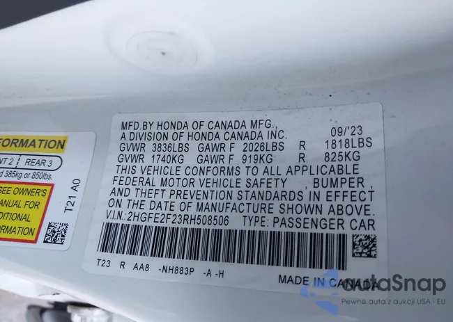 2HGFE2F23RH508506: 43767255