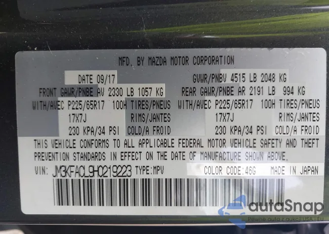 JM3KFACL9H0219223: 43767297