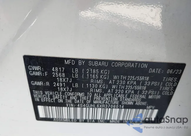 4S4GUHL6XR3706014: 43767398