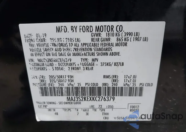 MAJ3S2KEXKC276379: 43767435