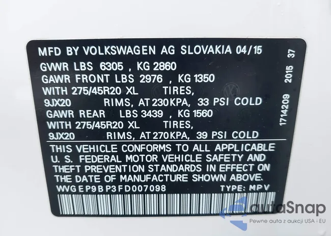 WVGEP9BP3FD007098: 43768095