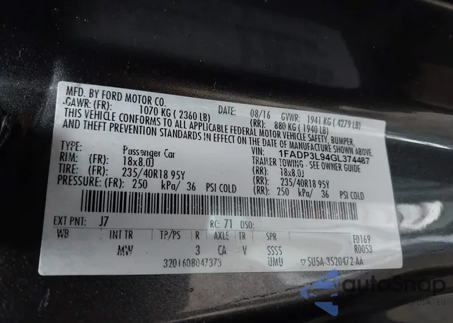 1FADP3L94GL374487: 43768110