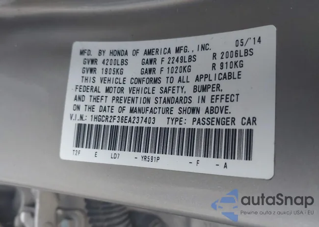 1HGCR2F36EA237403: 43768192