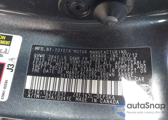 2T1BU4EE0CC773232: 43768247