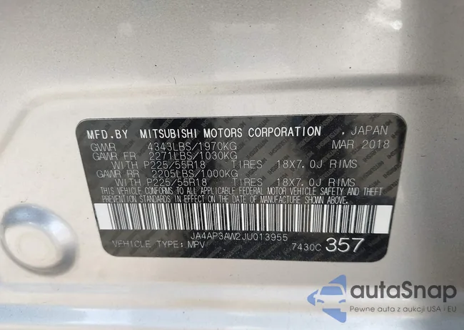 JA4AP3AW2JU013955: 43768292