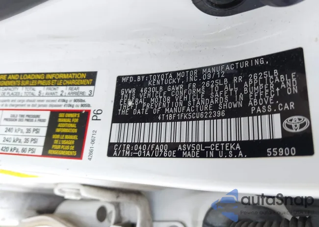 4T1BF1FK5CU622396: 43768430