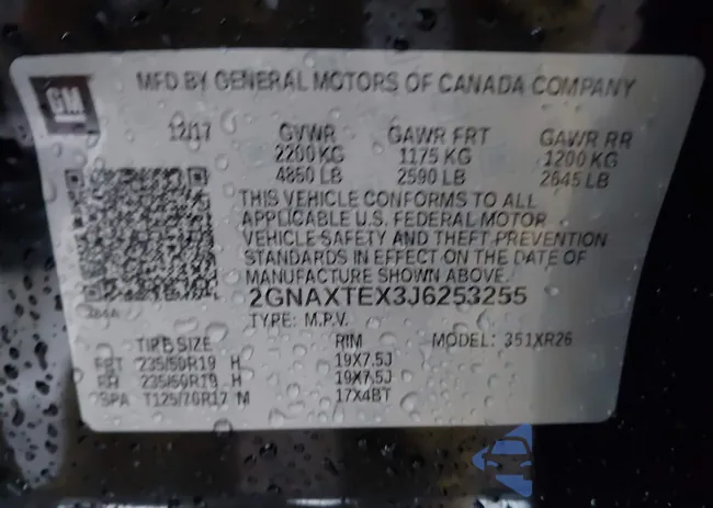 2GNAXTEX3J6253255: 43768464