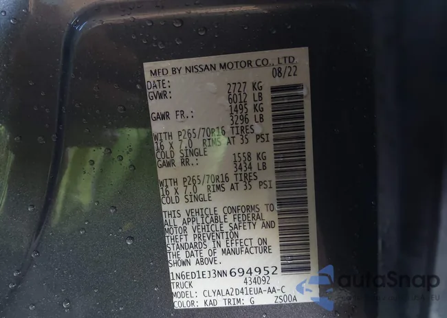 1N6ED1EJ3NN694952: 43767578