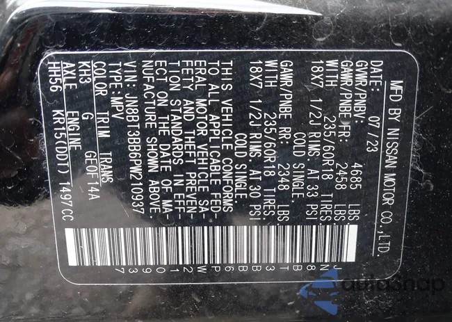 JN8BT3BB6PW210937: 43767596