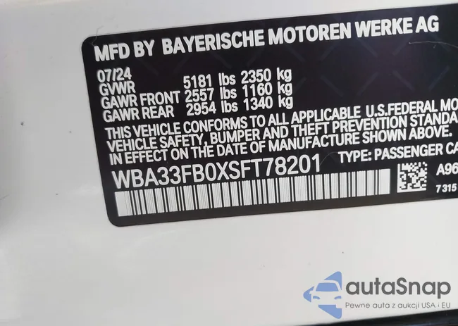 WBA33FB0XSFT78201: 43767696