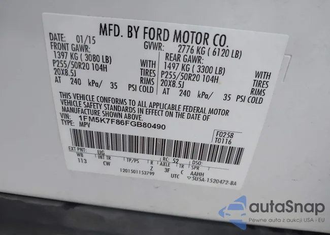 1FM5K7F86FGB80490: 43767768