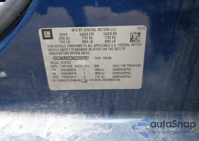 1GCVKREC3HZ200787: 43767775