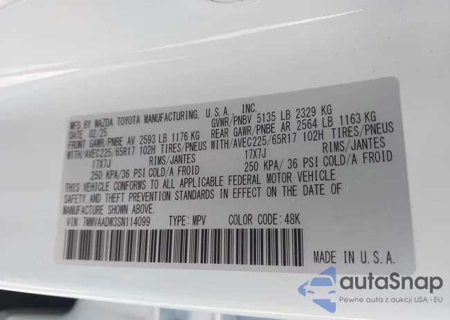 7MMVAADW3SN114099: 43767866