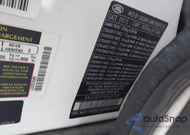 SALGS2VFXGA257049: 43768992