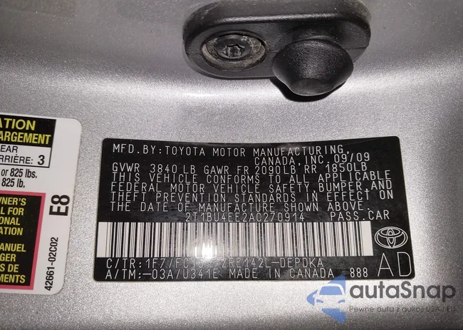 2T1BU4EE2AC270914: 43769009