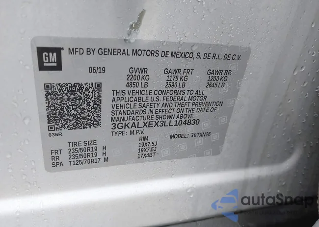 3GKALXEX3LL104830: 43769023