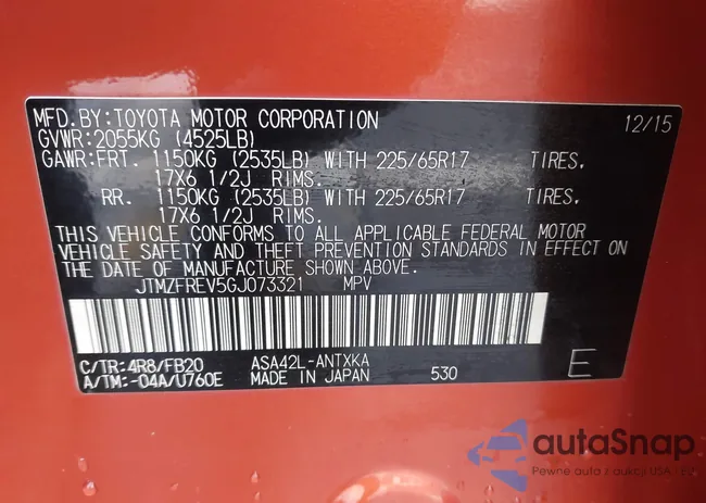 JTMZFREV5GJ073321: 43769119