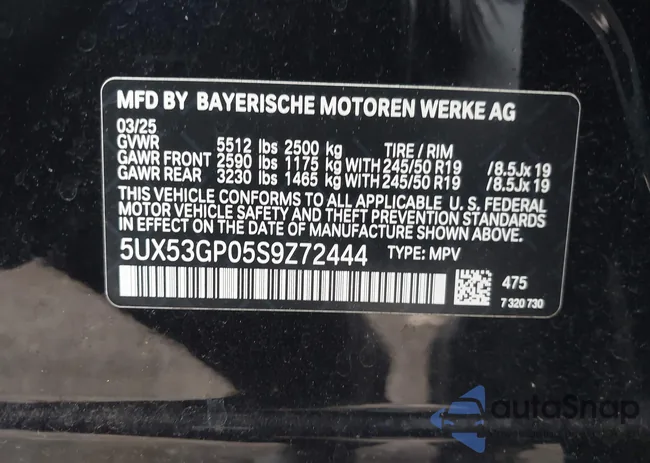 5UX53GP05S9Z72444: 43769135