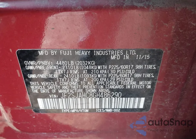 JF2SJAHC8GH486290: 43769238