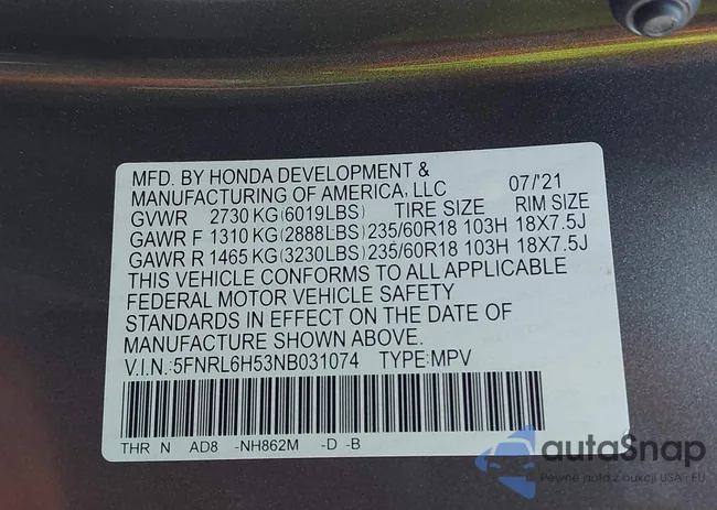 5FNRL6H53NB031074: 43769378