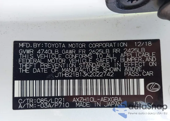 JTHB21B13K2022742: 43769503