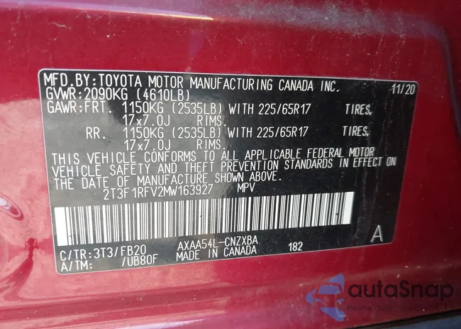 2T3F1RFV2MW163927: 43768751