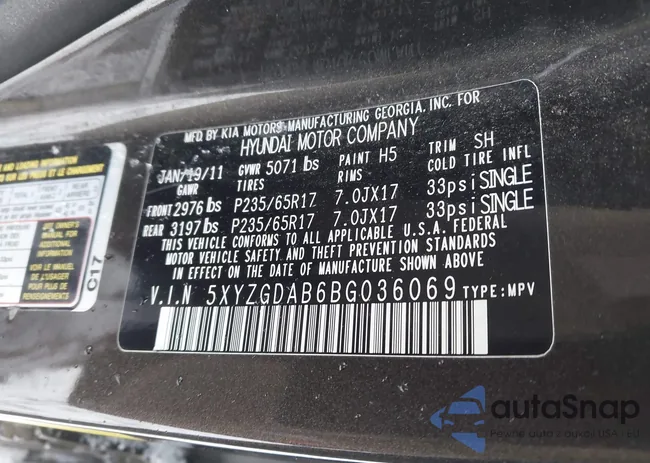 5XYZGDAB6BG036069: 43770167