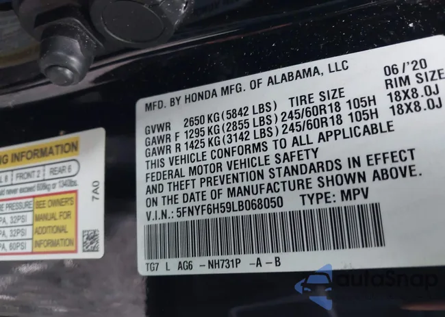 5FNYF6H59LB068050: 43770201