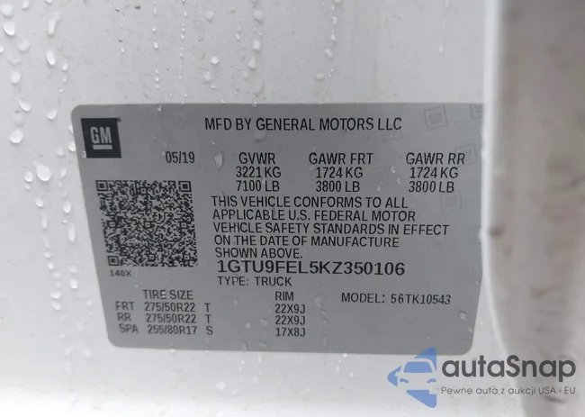 1GTU9FEL5KZ350106: 43770372