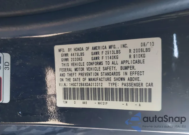 1HGCT2B8XDA013312: 43770496