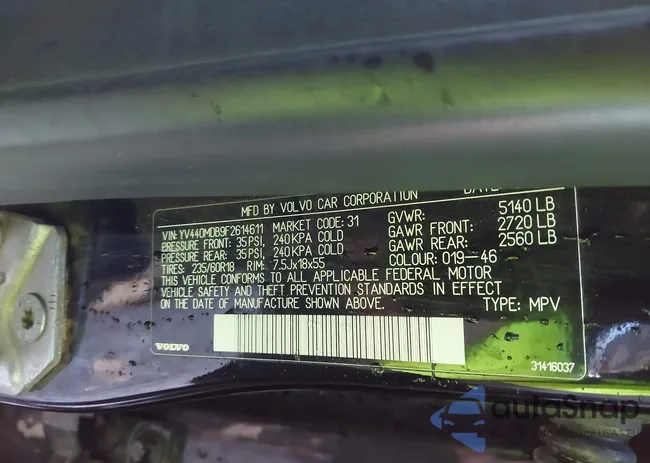 YV440MDB9F2614611: 43769579