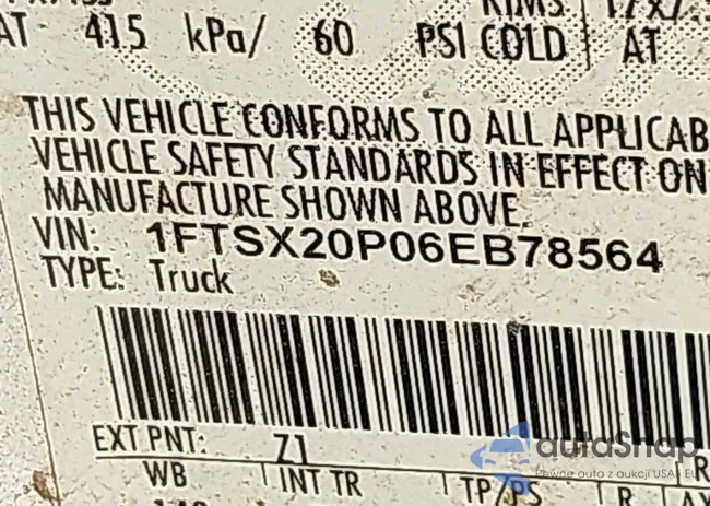 1FTSX20P06EB78564: 43769587