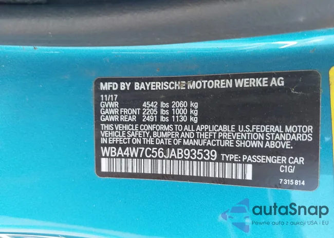 WBA4W7C56JAB93539: 43771003