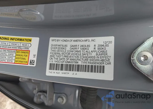 1HGCV2F32MA007884: 43771218