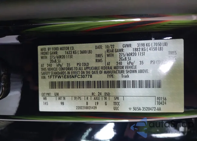 1FTFW1E85NFC30778: 43771366